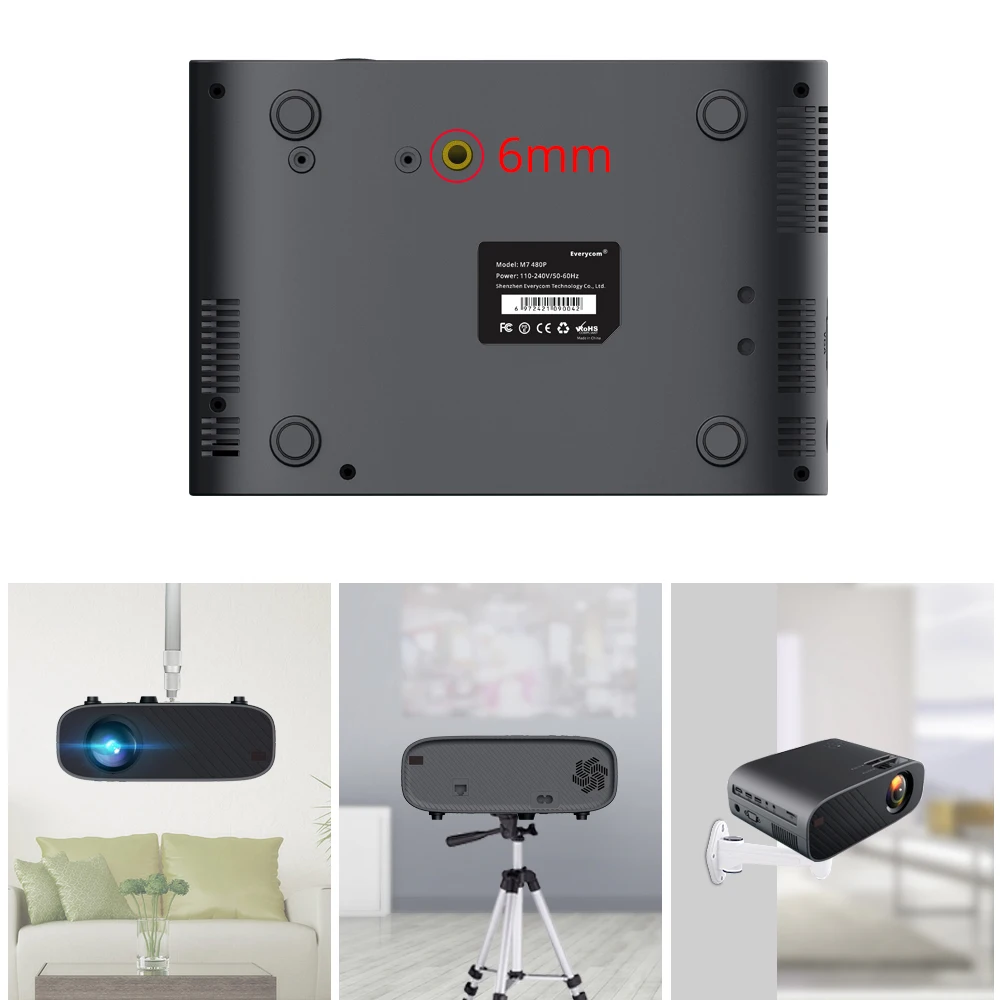 Светодиодный видеопроектор Everycom M7 HD 720P HDMI опционально Android Wi Fi поддержка Full 1080P
