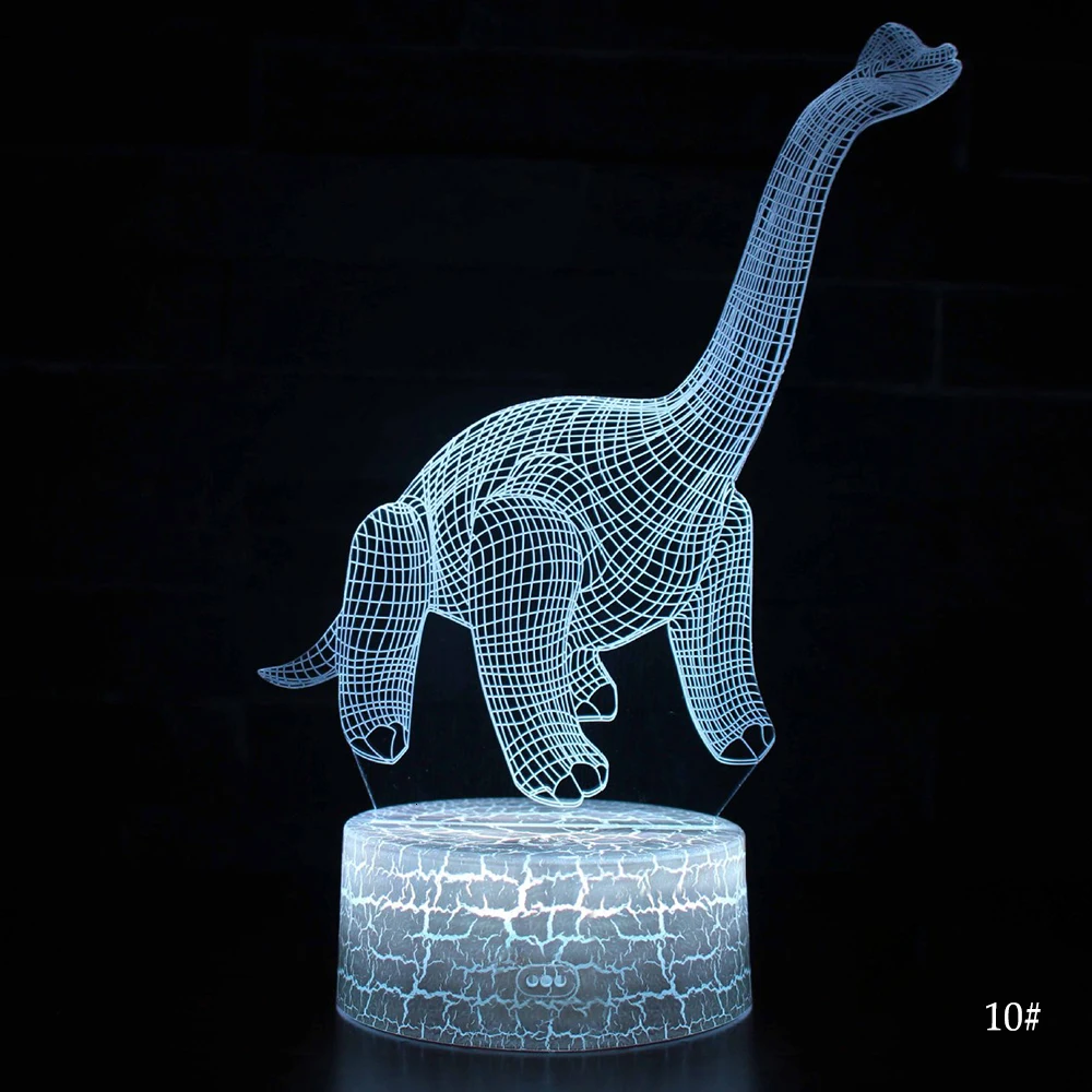 3D LED Night Light Lamp Dinosaur 16Color Remote Control Table Lamps Toys Birthday Christmas Gift For kid Home Decoration - Испускаемый цвет: 10 Brachiosaurus