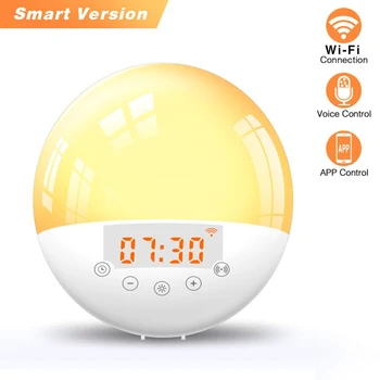 

WIFI sunrise wake-up lamp smart snooze alarm clock bedroom LED night light FM radio