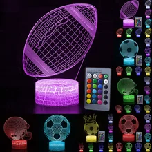 Remote/Touch Control 3D LED Night Light Fashion Rugby/Football Pattern 7/16 Color Change LED Table Desk Lamp Kids Xmas Gift D30