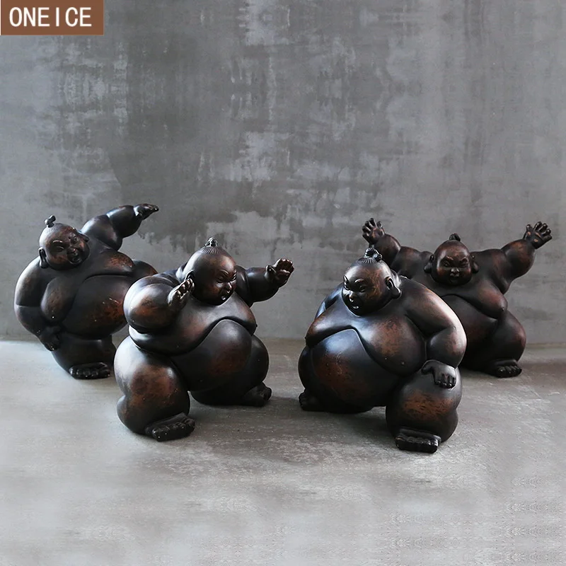 

Japanese style wrestler sculpture Distressed effect resin home decoration accessories Character sumo statue crafts