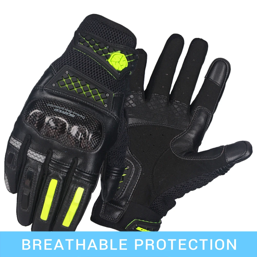 SCOYCO Мотоциклетные Перчатки Guantes Moto из углеродного волокна мото перчатки мужские перчатки для мотокросса сенсорный экран ветрозащитные Мотоциклетные Перчатки - Цвет: MC52 Green
