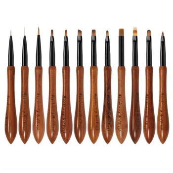 Pennello per Nail Art penna per Calabash asta in legno di sandalo di noce verniciato pennello per smalto per fiori sfumati matita per intaglio strumenti per Manicure in acrilico