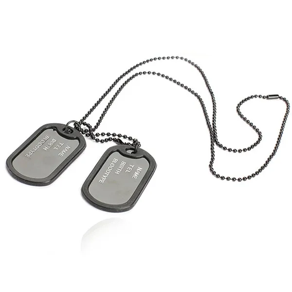 Man Dual Plates Pendant Sweater Necklace Chain Military Army Tag NOV99 | Украшения и аксессуары