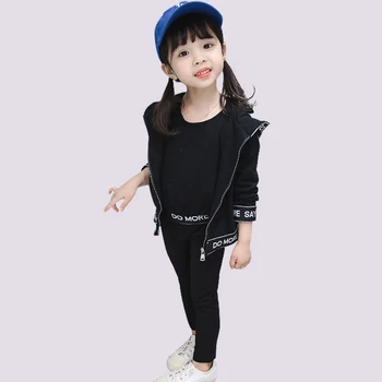 

Baby Spring Clothes For Girls Suit For Girl Letter Kids Clothes Casual Baby Hooded Jacket + Sweatshirt + Pants 3PCS Girl Clothes