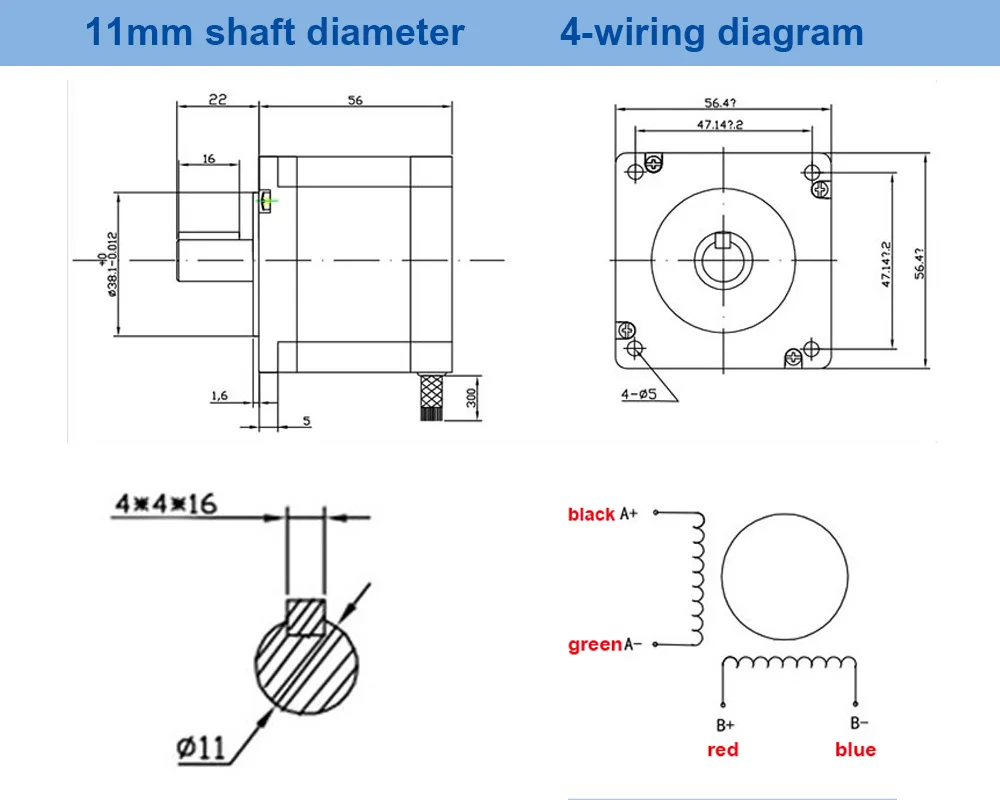 NEMA23 Stepper Motor 57x56mm 4-lead 3A 1.2Nm Nema 23 Motor 56mm 172Oz-in for 3D Printer for 3D Printing CNC Engraving Milling NEMA23 Stepper Motor 57x56mm 4-lead 3A 1.2Nm Nema 23 Motor 56mm 172Oz-in for 3D Printer for 3D Printing CNC Engraving Milling