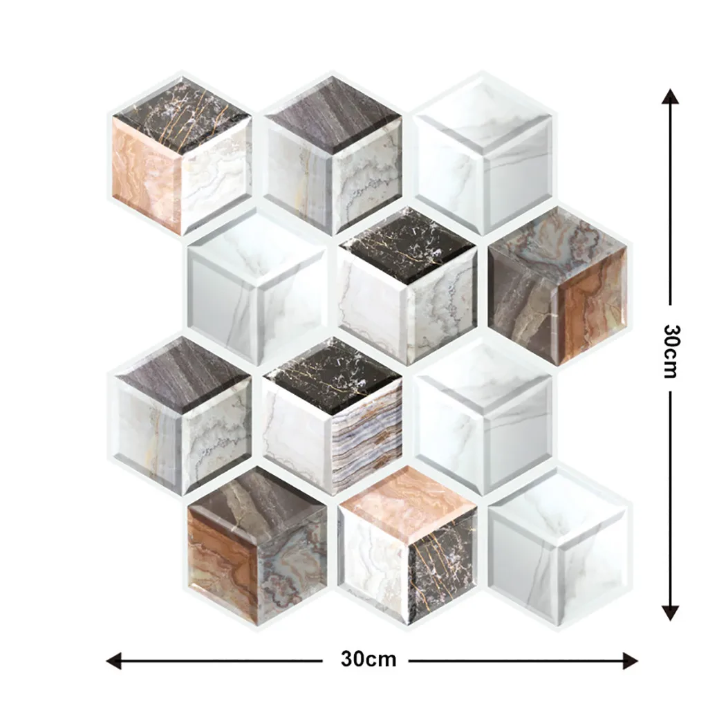 Взрывные модели 3D геометрические плитки наклейки анти-столкновения ПВХ водонепроницаемые обои имитация кирпича украшения для кухни - Цвет: C