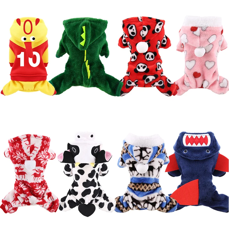 Fleece Dog Jumpsuits Winter Pet Dog Clothes For Dog Christmas Clothing Soft Cat Pet Cosplay