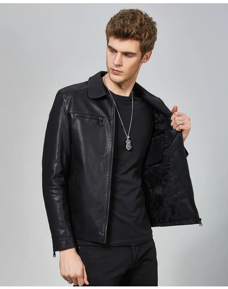 Для тонких Для мужчин для мотоцикла молодые Для Мужчин's Повседневное Slim Fit кожаные пальто в Корейском стиле раскладная кровать с отложным воротником Босоножки из искусственной pu кожи
