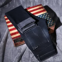 Мужские зимние джинсы прямые толстые теплые Экстра длинные большие высокие одежда джинсовые брюки мужские ковбойские брюки черные мужские джинсы флис