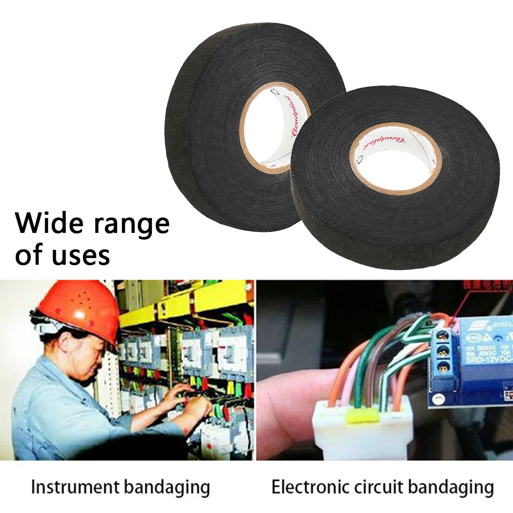 10 шт./партия 19 мм X 25 М лента Автомобильная фланелевая ткань жгут проводов ленты самоклеющиеся Анти Скрип погремушка Войлок проводка Прорезиненная Ткань