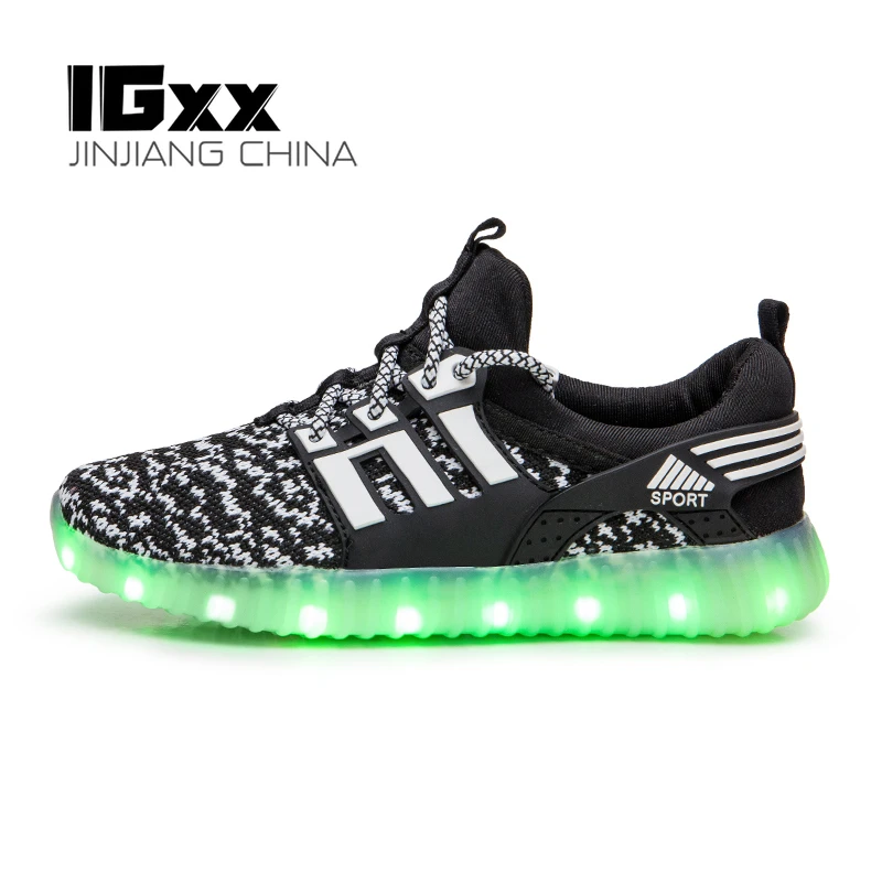 IGxx Zapatos con luz para niños, el mejor regalo, zapatos brillantes con carga USB, zapatillas deportivas de punto luminoso para deportivas| - AliExpress