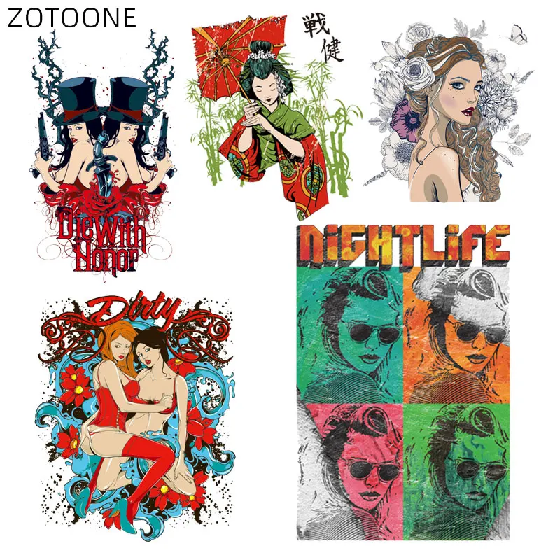 

ZOTOONE Beauty Patches for Clothing Iron on Fashion Girls Stickers for Kids DIY Washable Patch Heat Transfers Bag Appliqued D