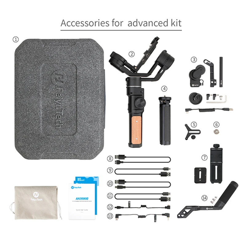 AK2000s Advance Kit FeiyuTech AK2000S ручной карданный стабилизатор грузоподъемности 2,2 кг для NIKON Canon sony видео беззеркальная камера DSLR VS AK2000 - Цвет: AK2000s Advance Kit