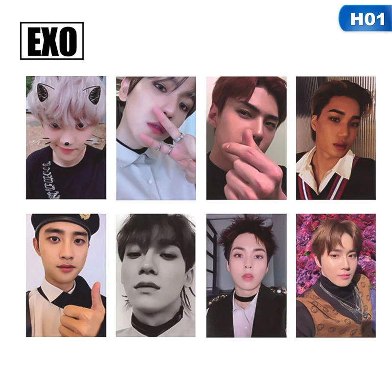 H01 8 шт./компл. k-pop EXO 5-й альбом не мешать мой темп самодельные Lomo карты бумажные карты фотокарты вентиляторы подарок - Цвет: H01