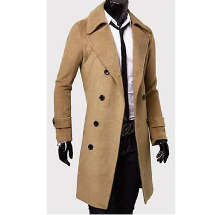 Роскошный мужской плащ с длинными рукавами, теплая утепленная куртка, модные мужские зимние двубортные тонкие шерстяные длинные пальто теплое