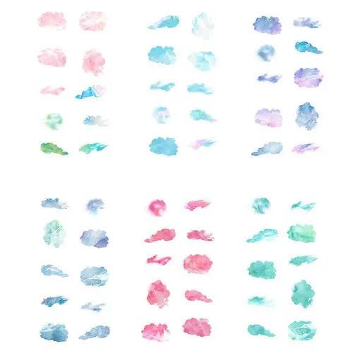 Colorful Cloud 6 шт./партия наклейки для журналов в форме пули, Kawaii, наклейки в виде единорога, японские акварельные декоративные Стикеры для девочек, скрапбукинг - Цвет: Colorful Cloud