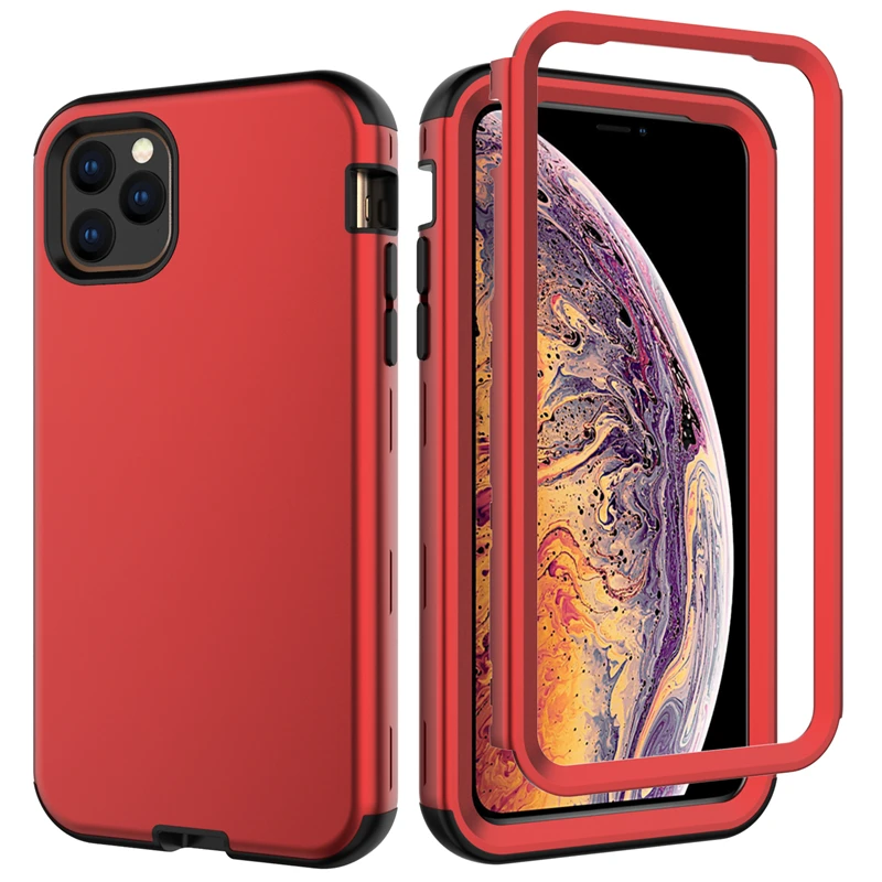 

Matte Hard Phone Case For iPhones 11 Pro Max Red Black Protective Shell 11Pro Pink Girl Accessories Shockproof Cell Phone Covers