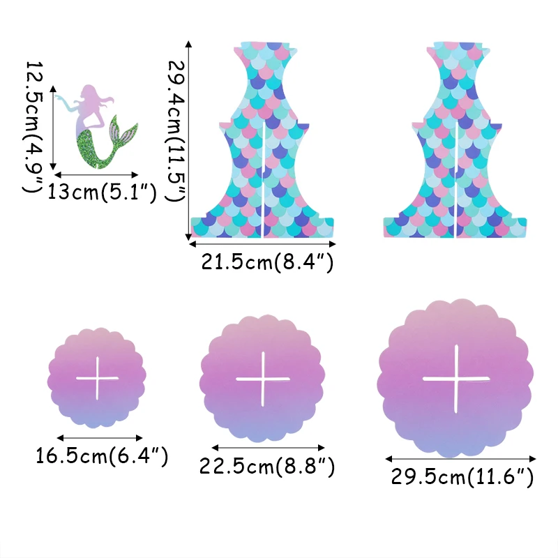 Mermaid Party Decorations Girl Birthday Cake Stand Paper Plate Cup Under The Sea Party Baby Shower Party Supplies (3)