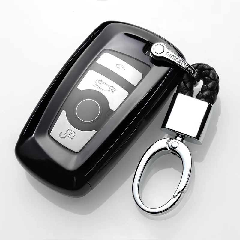 black with keychain1 Мягкий TPU чехол для автомобиля чехол КРЫШКА ДЛЯ 118i F30 7 серия E34 520 525 F10 F18 320i X3 X4 M3 M4 M5 E36 E90 автомобильный брелок для ключей с протектор KeyShell - Название цвета: black with keychain1