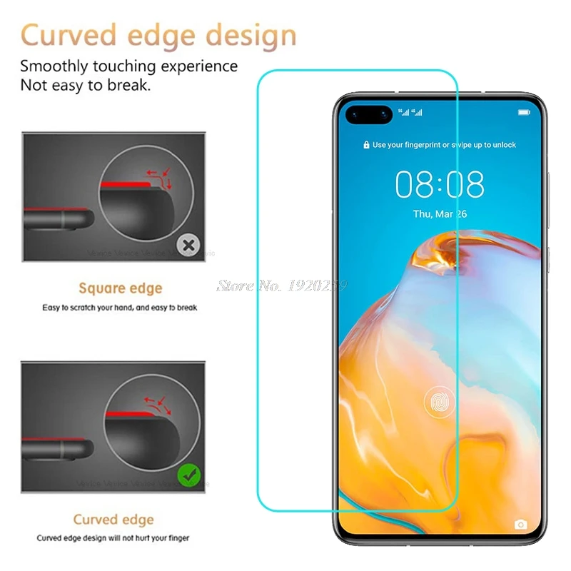 Закаленное стекло для Huawei P40 зеркальная защитная пленка переднего экрана