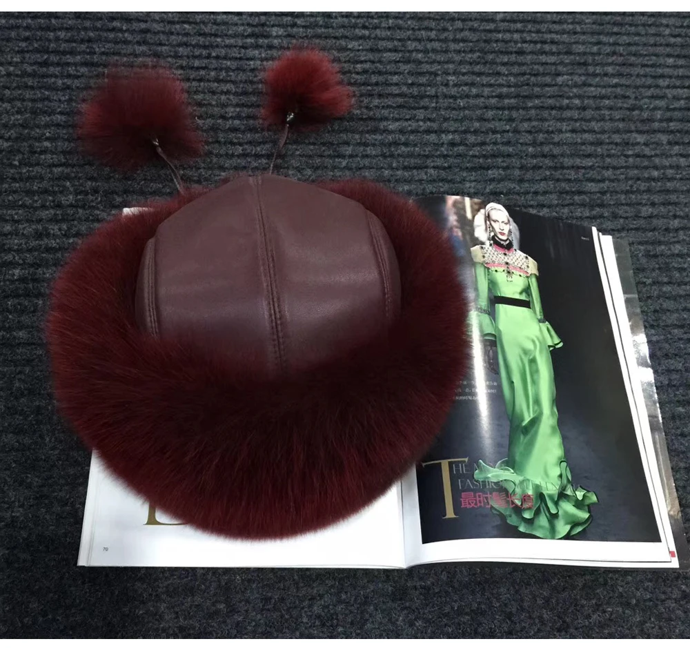 Пуро натуральный осенний гембра Gorra De Piel De Zorro Modelos Femeninos De Alta Calidad autentico Piel De Zorro Piloto Boina