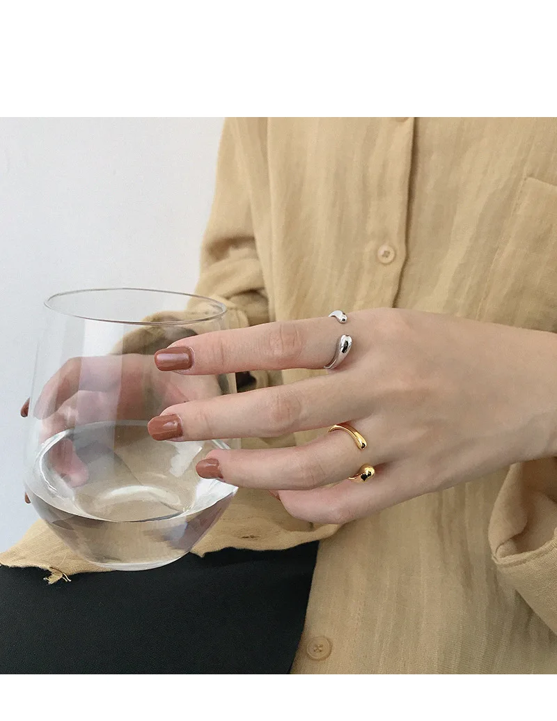 SHANICE Аутентичное кольцо из стерлингового серебра 925 пробы, гладкое кольцо, регулируемое кольцо, ювелирные украшения для женщин, вечерние аксессуары