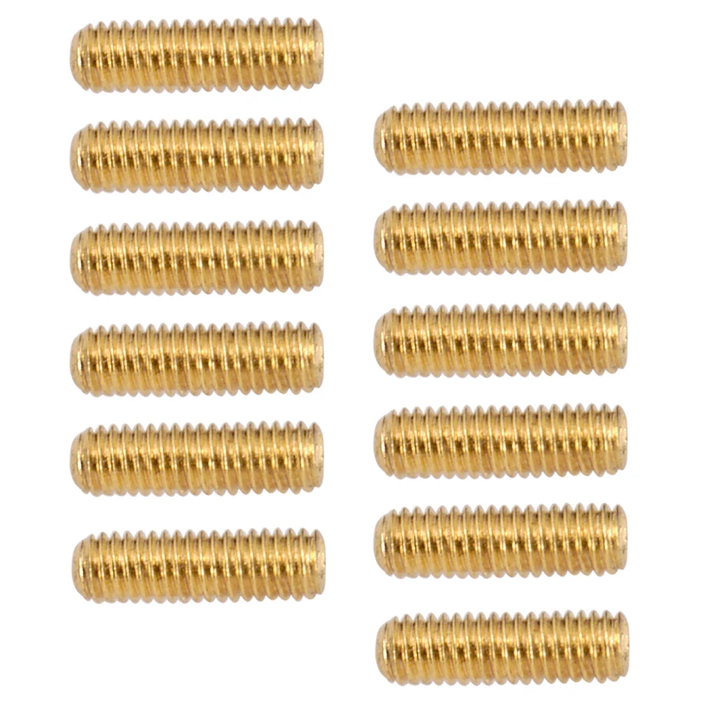 Pack of 12 Iron Bridge Tailpiece Saddle Height Adjustment Screws for Electric Guitar Parts, Golden