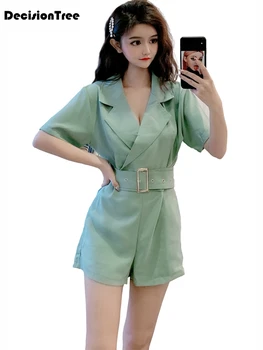 

2020 sexy women bodysuit short sleeve deep v neck bodycon stretch leotard crop top button short romper pajamas women jumpsuit
