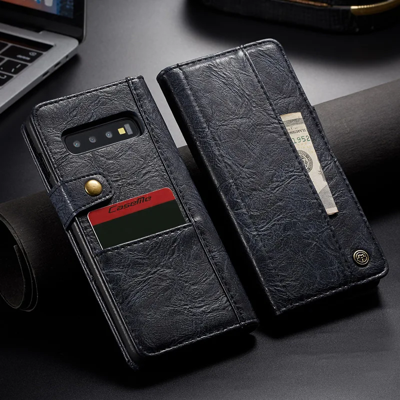 CaseMe ретро кожаный чехол для samsung S10 S9 S8 Plus E Note 9 8 на подставке с застежкой кошелек с отделением для карт, на магните чехол для Galaxy S9 S10 Plus