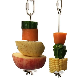 

2Pcs Bird Food Holder, Bird Feeders, Stainless Steel Parrot Fruit Vegetable Stick Holder, Foraging Toy-S & L