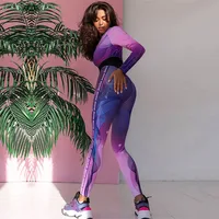 Oshoplive Women Fashion Colorful Printed Sports Jumpsuits 2024 New Spring Autumn Long Sleeves Tight Fitness Yoga Jump Suits - Image 5