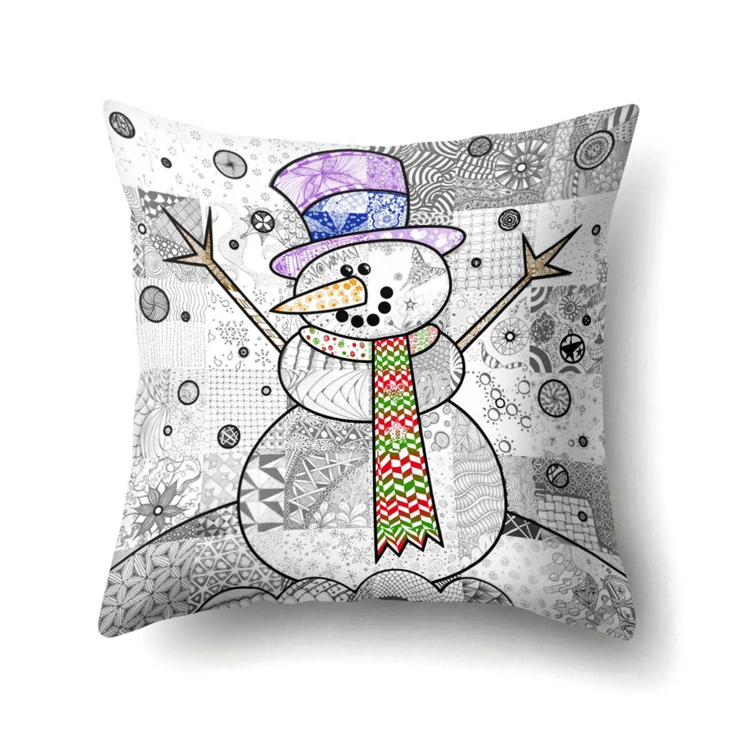 1 шт снеговик шаблон чехол для подушки из полиэстера 45*45 декоративная подушка Рождество год диван кровать наволочка для домашнего декора 40543 - Цвет: 2BZ-40543-460