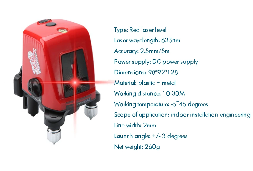 3D Красный Луч самонивелирующийся лазерный уровень 635 нм 360 градусов вращающийся Горизонтальный Вертикальный перекрестный лазер, порт type-C или аккумулятор