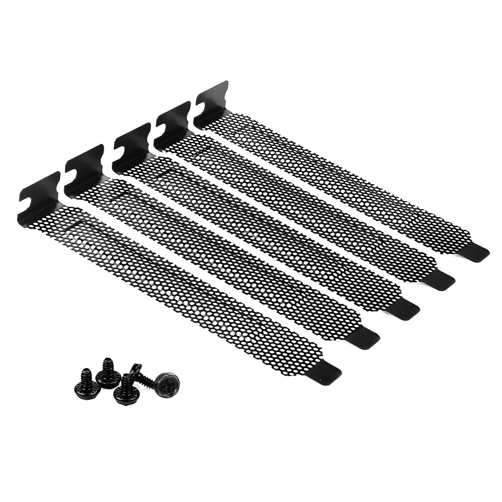 Liquidación 5 uds. De filtro de polvo para carcasa de ordenador, cubierta de expansión PCI negra, 12mm, soporte de ventilador de refrigeración, placa de obturación de acero duro con tornillos RLwqepgXVaB