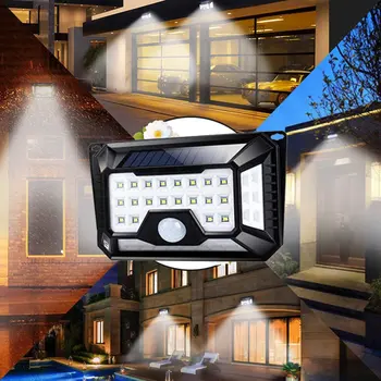 

Outdoor Solar Body Sensor Wall Light 70 Degree Wide Angle Lighting 3 Working Modes Optional Led Solar Wall Lamp