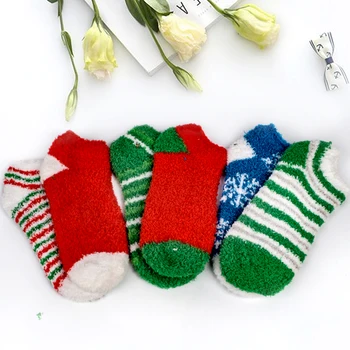 

Autumn and Winter 1 Pair of Plush Coral Fleece Socks Cute Thick Warm Sleeping Floor Sleep Socks Female Tube Socks Christmas Sock