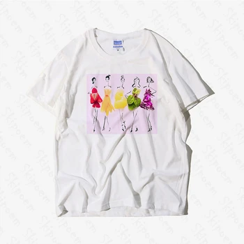 

Rainbow Fashion Sketch Women Tshirt Gothic Vintage Tumblr Kawaii Short Sleeve Skipoem Cotton Plus Size Clothes Tee Shirt Femme