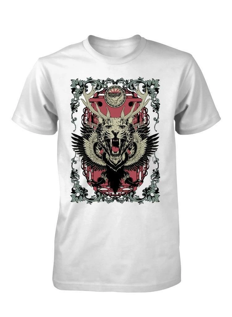 BNWT/Лев олень рога кошка сатиновая юбка-американка лицо тигра киска KITTY футболка