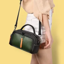 Подлинная кожаная Маленькая женская новая стильная, Корейская стильная, вместительная, на одно плечо, сумка на одно плечо, мини-квадратная сумка
