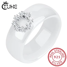 8 мм с 925 пробы серебряными кристаллами кольца сделаны из здорового керамического материала Свадебные обручальные кольца для женщин подарок