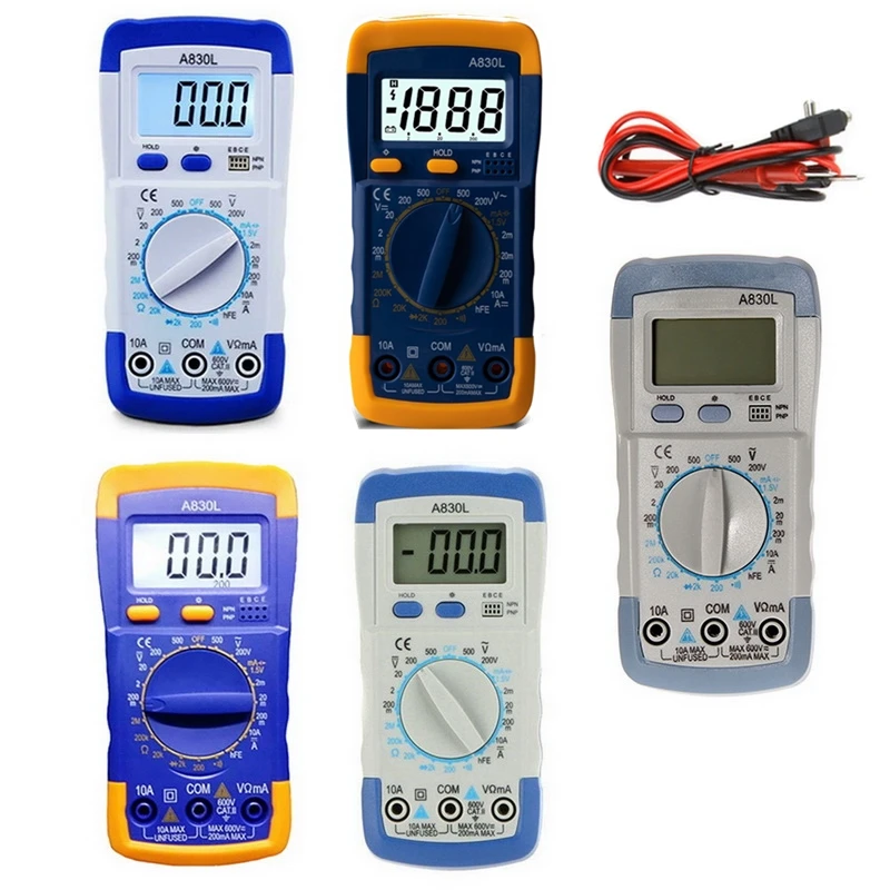 A830L Mini Multimeter LCD Digital Multimetro Volt Amp Ohm Tester Meter Voltmeter Ammeter Backlight Protect With Probe