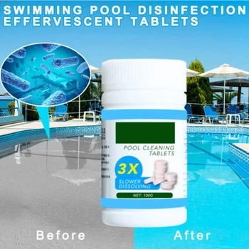 

100Pcs/Bottle Pool Cleaning Effervescent Chlorine Tablets Cage Disinfectant Swimming Pool Clarifier Multifunctional Cleaner
