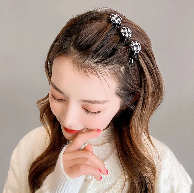 Pom Ball Cloth Braid Hairpins Hair Clip Pin for Women Girls Double Layer Hairstyle Tool Hairgrips Hair Accessories Headwear cute hair clips