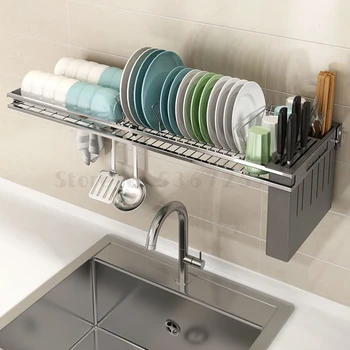 

304 stainless steel kitchen water tank airing bowl frame knife and chopstick basket draining water storage dish rack