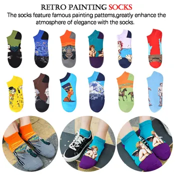 

Retro Abstract Oil Painting Art Ankle Socks Female Famous Painting Series Pattern Socks winter unisex soft antislip sock
