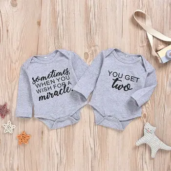 

CANIS 2PCS Newborn Boy Infant Girl Long Sleeve Letter Printed Bodysuit Playsuit Baby Twins Clothes Outfit Autumn