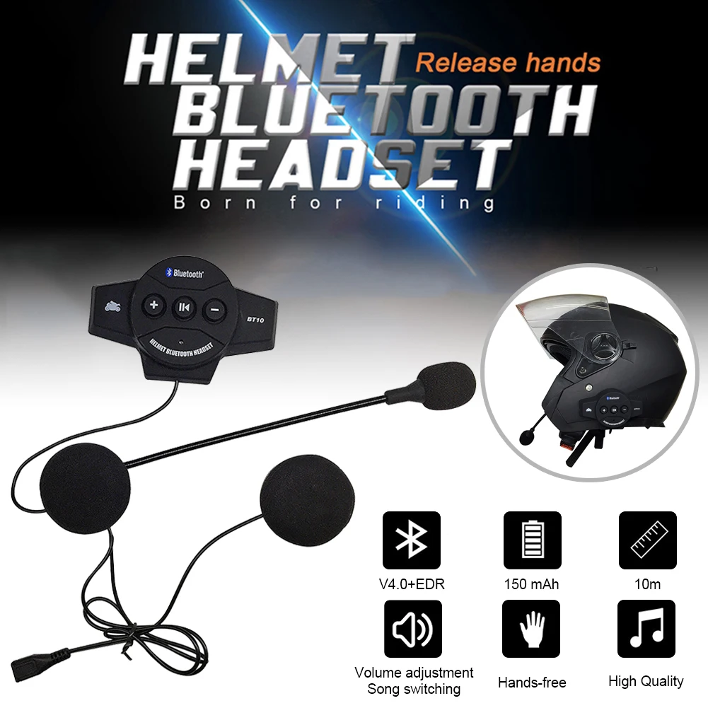 Motorcycle Helmet Bluetooth Headset 32Hrs Music Time Sports Riding