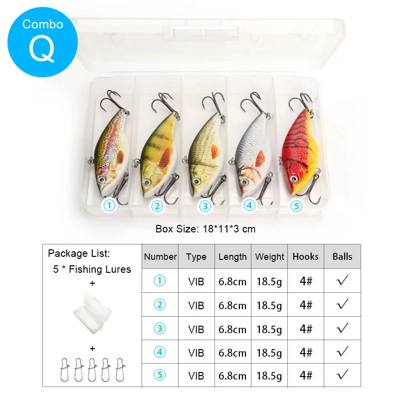 Trehook kit de isca de pesca, kit de isca de pesca artificial de mergulho, isca dura para atrair peixes, equipamento de pesca