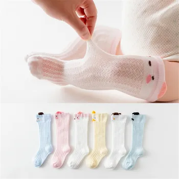 

2020 Baby Leg Warmers Newborn Baby Girl Knee High Long Pom Cartoon Bow Stockings High Hollow Out Breathable Leg Warmer
